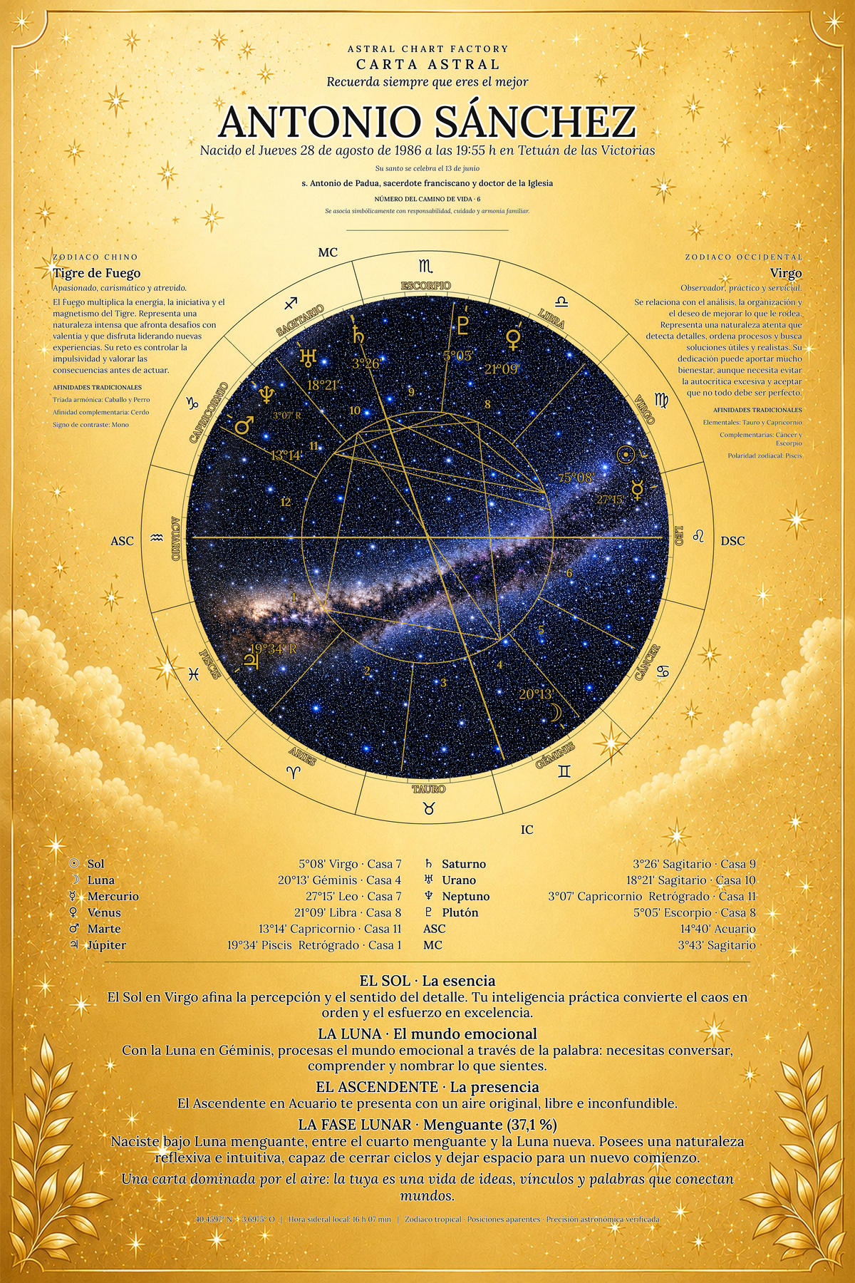 Carta astrale personalizzata — Oro Celestiale